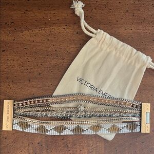 Victoria Emerson Gold and Silver Layered Bracelet with Magnetic Closure